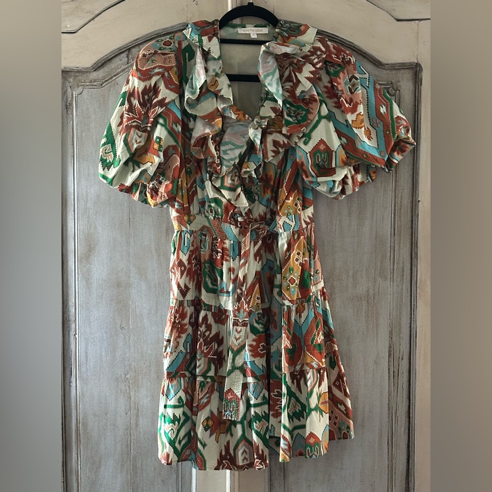 Bohemian Ruffle/Puff Sleeve Dress - Marrakech Remy Dress. Size S.